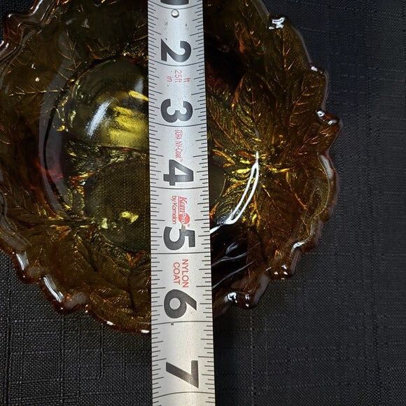 Beautiful Indiana Glass Gold Amber Pear Footed Condiment Bowl Candy Dish - Picture 5 of 8